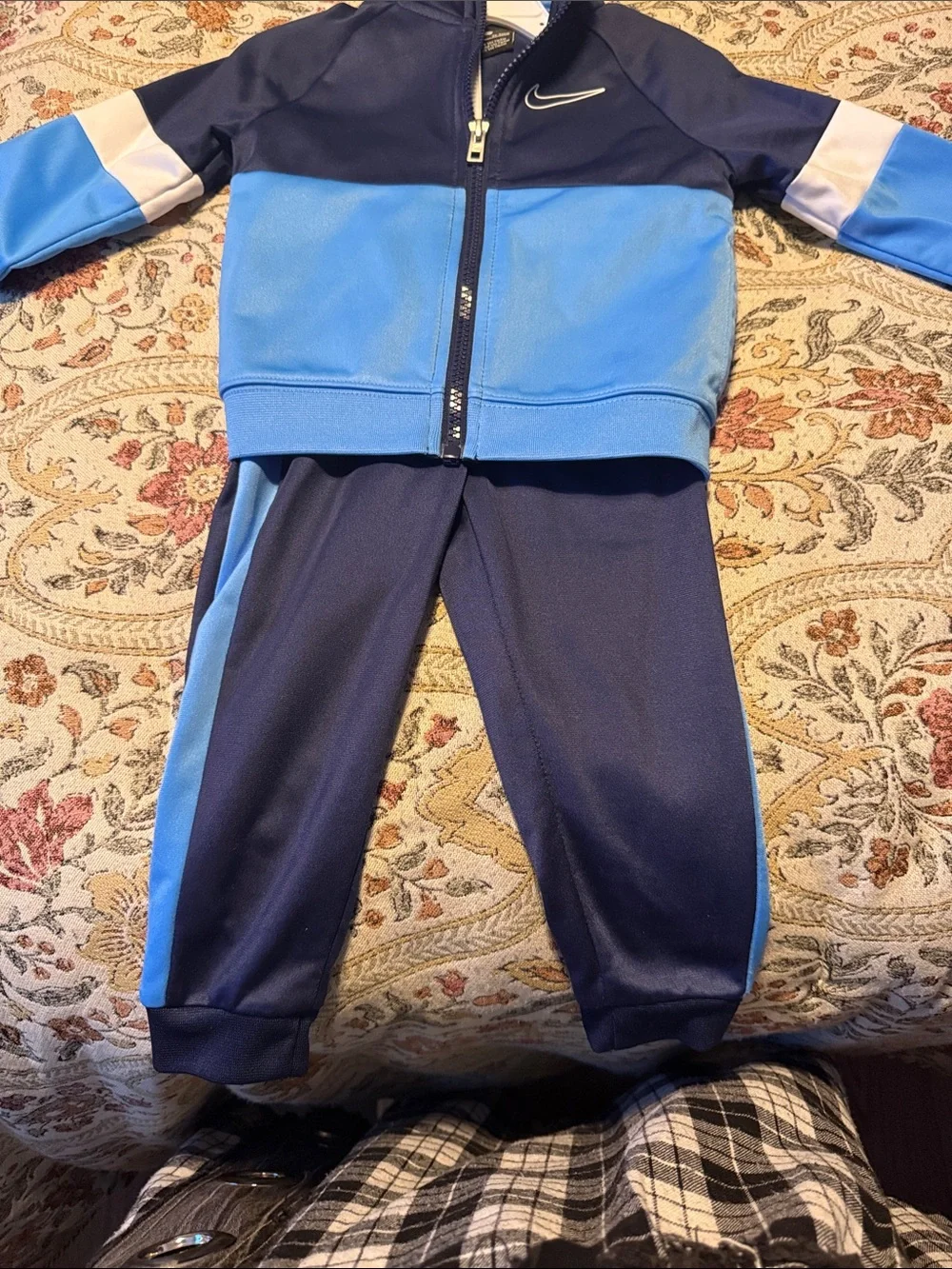 Nike Kids Navy and Light Blue Colorblock Zip Jacket - Picture 2 of 4